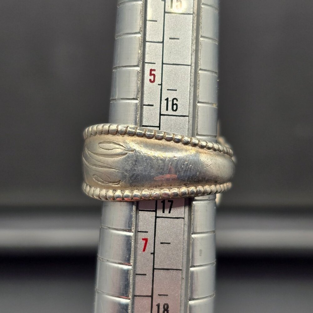 Antique 1908 Sterling Silver Spoon Ring Size 6 Floral 13.02g Flatware Jewelry - Picture 8 of 11